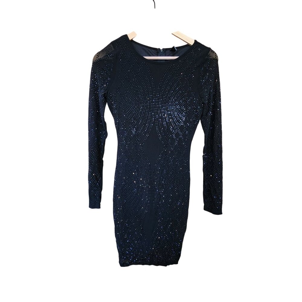 Windsor Sequin Bodycon Dress With Long Sleeves & Back Zip Closure - Size S
